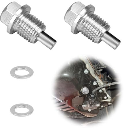 2 Pezzi Magnetic Oil Drain Screw Sump Dado di Scarico In Lega di Alluminio Anodizzato Pan Oil Drain Plug, Magnetic Car Oil Screw (Argento, M14 x 1.5)