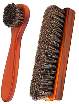AKTOUR Spazzola per scarpe in vetro per grasso a gomito, set di spazzole per scarpe in pelle, con manico in legno, applicatore per la pulizia della pelle, per la cura della pelle, da viaggio, sapone