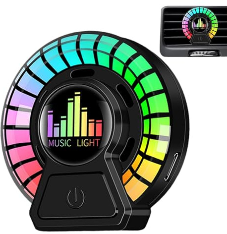 Yulokdwi Désodorisant de voiture intelligent, lumière d'aromathérapie pour voiture,Lampe de parfum de voiture à clip d’aération - Lumière LED rythmique, éclairage ambiant, parfum de sortie d'air,
