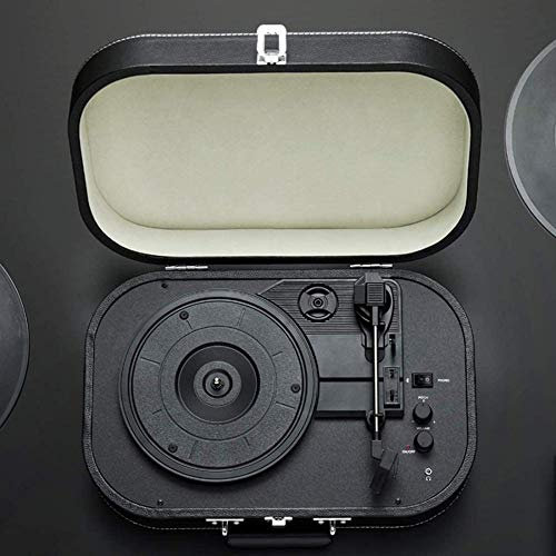 Reproductor de vinilo vintage, reproductor de discos de vinilo Bluetooth, 3 velocidades, portátil, con altavoces integrados, compatible con salida RCA, gramófono