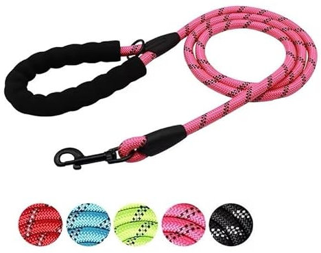 PETSOSTEP Reflective Rope Dog Lead, 1.5m Training Leash for Dogs with Comfortable Padded Handle, Anti Pull Dog Lead for Small, Medium, Large Dogs, Durable & Washable