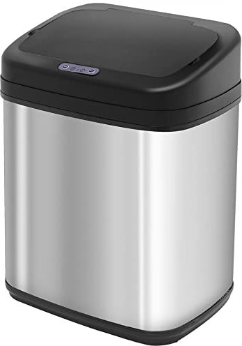 HOMCOM Cestino automatico per rifiuti 20L in acciaio inox con sensore a infrarossi Apertura automatica Cestino interno rimovibile e maniglia 33x25x42,5 cm Argento e nero