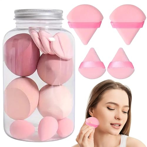 Professionellt set – sminksvamp, mjuk makeupsvamp | ansiktssvampar för att tvätta ansiktet, puff långvarig skönhetssvamp våt och användning för kvinnor flickvän mamma fru fru