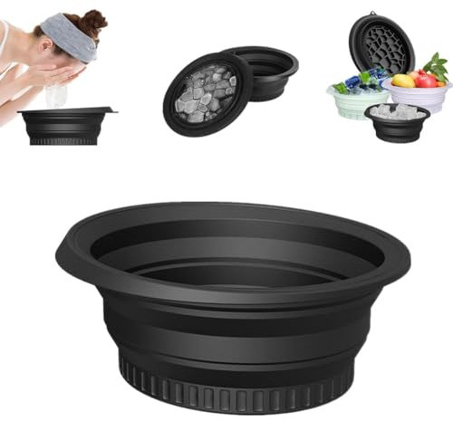 IKOPFLN Bassine Pliable Silicone Bac à Glaçons Intégré Bol De Bain Glacé Pour Le Visage Noir Soins De La Peau Compresse De Glace Rétrécit Les Pores Réduit Les Poches Améliore l'Élasticité De La Peau