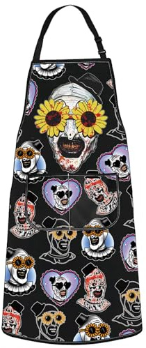 WZMPA Clown Art Glasses Grilling Apron Clown Movie Fan Gift It's Always The Quiet Ones Clown BBQ Apron Sunflower Clown Merch (Sunflower Clown Ap)