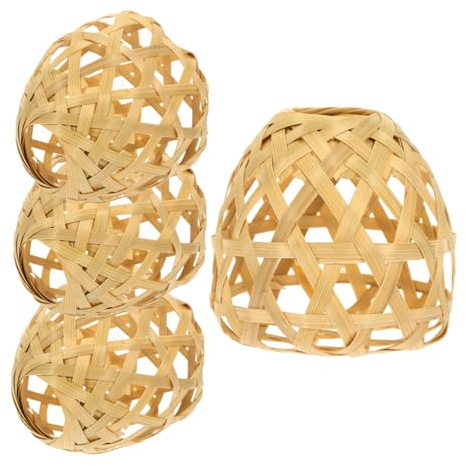 Operitacx Abat-jour En Bambou Tressé Lot De 4 Mini Abat-jour Décoratif Style Pour Lampe De Table Ou Plafond Éclairage Doux Et