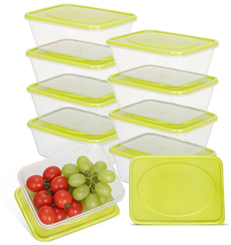 VINATO 10 Piezas 520ml Tapers Plásticos para Alimentos con Tapas, Reutilizable Recipiente Herméticos para Alimentos, Tapers Almacenamiento de Comida, Apto Microondas Congelador Lavavajillas, sin BPA