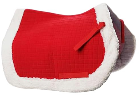 Grtheenumb Tapis de Selle Bareback, Tapis Bareback pour Chevaux, Centre Ergonomique antidérapant Rouge de noël Extra épais pour Un Soutien Maximal