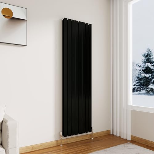 Modern Vertical Flat Panel Radiator,1800x544mm Black Double Stylish Panel Central Heating Heater, Perfect Efficient Hall Radiator, Traditional Wall Mounted Rads, Design for Bedroom, Office