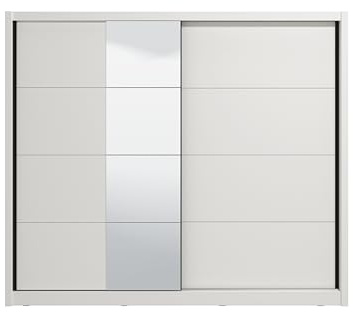 Arredo Stock Armadio moderno Alba bianco in MDF con specchio due ante scorrevoli 250,8X59,8X215,7 cm