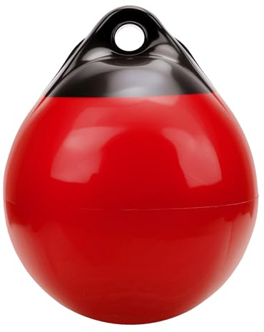 Holigie Boat Buoy Float, Inflatable Thickened High Strength PVC Mooring Buoy and Boat Bumper, Round Floating Ball for Yacht and Boat Docking in Black and Red for Yachts Sailboats Rowboats