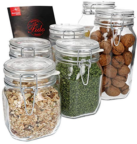 MamboCat 6-TLG. Ensemble de verres à armature métallique Fido 0,75 l + 1,0 l + 1,5 l I Bocal à bocaux avec fermeture à étrier I Accessoire de cuisine I Hobby