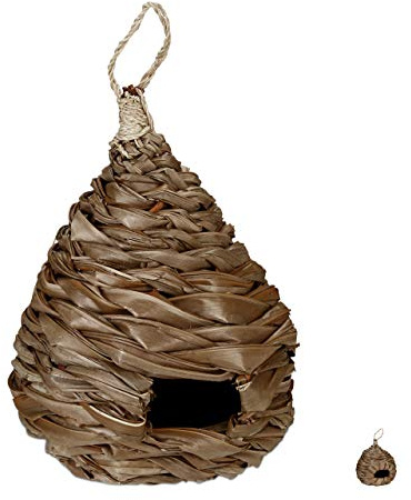 Relaxdays Nido per Uccelli, Casetta Deco, da Appendere, Fibre di Cocco Intrecciate, Giardino, HxD 38x21 cm, Naturale