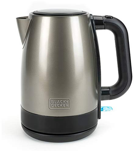 BLACK+DECKER BXKE2201E - Bollitore Elettrico Inox 2200W | Capacità 1,7L | Base Girevole 360° | Resistenza Nascosta + Filtro Rimovibile | Manico Ergonomico | Sicurezza Anti-Surriscaldamento