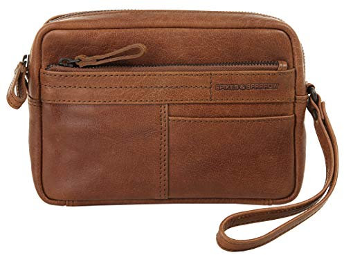 Spikes & Sparrow Handgelenktasche Echt Leder Herren | Mesh-Optik, Essentieller Stauraum, Leichtes Gewicht, Vielseitige Fächer | 020958