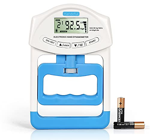 Handeful Digital Grip Strength Tester, 198 lb Hand Dynamometer, White
