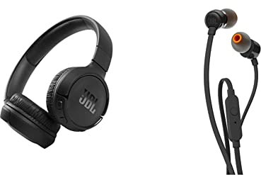 JBL Tune 510BT – Casque Supra-auriculaire sans Fil – Noir & T110 – Ecouteurs Intra-Auriculaires filaires – Son Pure Bass de et Bouton de contrôle – câble Jack 3,5 mm – Noir