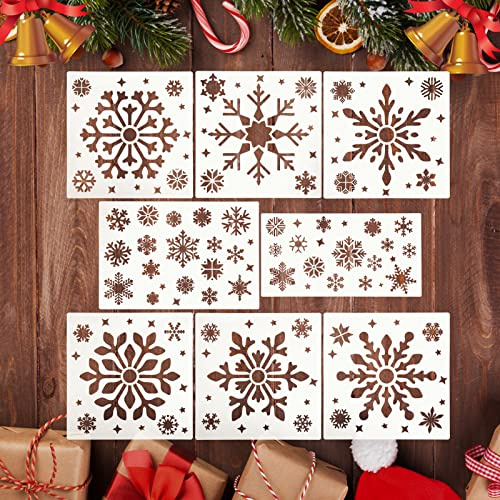8 Reusable Christmas Snowflake Stencil Template for Painting on Wood, Windows, Wall, Door, Home Decor