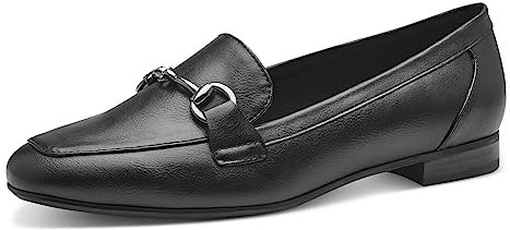 MARCO TOZZI Damen Loafer ohne Absatz aus Kunstleder Elegant, Schwarz (Black), 39