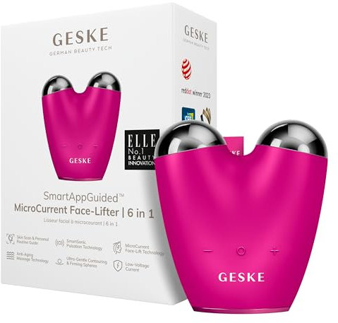 GESKE | SmartAppGuided™ MicroCurrent Face Lifter | 6 in 1 | Lifting facial | Outils de soins de la peau | Lifting visage | Appareil anti-âge | Micro-courant contre les rides