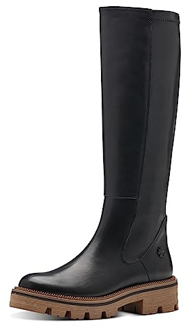 MARCO TOZZI by Guido Maria Kretschmer Damen Langschaftstiefel ohne Absatz aus Kunstleder Kniehoch, Schwarz (Black/Nature), 38