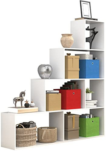 VCM Holz Stand Treppenregal Stufenregal Standregal Raumteiler Bücherregal Dubila L