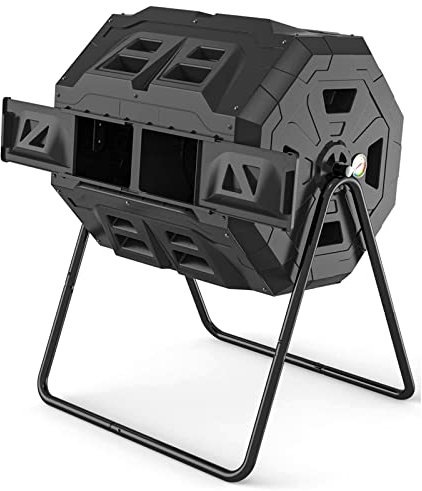 Composteur à double chambre à fonctionnement rapide de 160 litres – Bac à compost de jardin facile à tourner, bac à composteur pour un compostage efficace, capacité de 160 litres