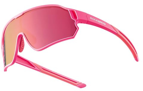 ROCKBROS Lunettes de Soleil pour Enfants Polarisées, Lunettes de Cyclisme UV400 pour Garçon et Fille, Lunettes de Sport Enfants TR90 Léger Protection, Cadre Rose