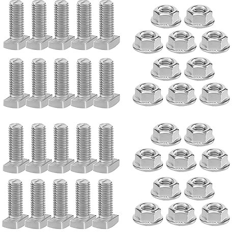 Cardbeei Lot de 20 vis à tête marteau en acier inoxydable de qualité supérieure M8 x 20 et écrous de fixation - Idéal pour modules PV, profilé en aluminium photovoltaïque, rail de montage et serre