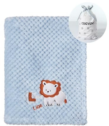 CREVENT 75cmX100cm Nette gemütliche Flauschige warme Babydecke für Mädchen Jungen Kleinkinder Bettwäsche Kinderbett Kinderwagen, Baby Dusche Geburtstag Neugeborenes Geschenk Blau für Baby Löwe