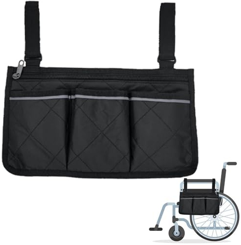 XdealCozyxc Wheelchair Bags for Back of Chair, Multifunction Waterproof Wheelchair Bags with Pockets and Reflective Strips