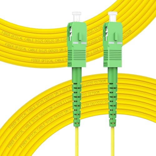 TECHZOCO Cable fibra óptica para router, Latiguillo FTTH, Cable SC/APC a SC/APC, OS2 Monomodo Simplex 9/125um LSZH, Compatible con Orange, Masmovil, Yoigo, Movistar, Vodafone y Jazztel, 5 Metros