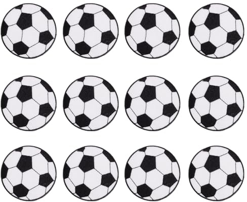12 Pezzi Toppe per Ricami da Calcio Toppa Termoadesiva, Toppe Termoadesive da Stirare per Bambini con Motivo Calcio, Toppe per Ricamo Pallone da Calcio, Ricamato Accessori per Vestiti