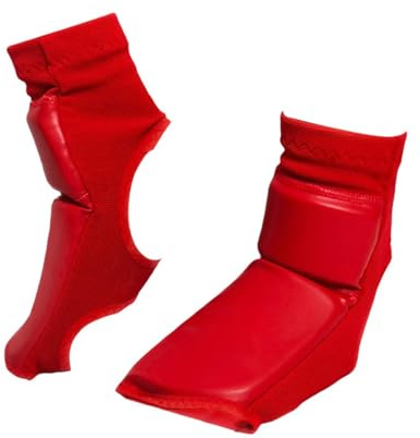 rockible Protezione per i Piedi da Boxe Attrezzatura per Allenamento Sparring Gear Muay Thai Taekwondo Protezione per Piedi in Pelle PU per Kickboxing, Rosso, L