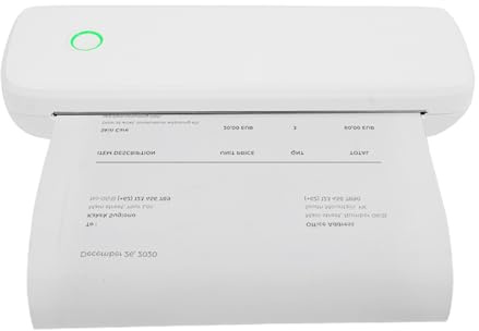 DHQCQL termisk skrivare a4, skrivare med Bluetooth, bärbar skrivare för resor, 10 W mobil miniskrivare för kontor, hem, skola, resor, 29 x 9 x 5,8 cm (vit)