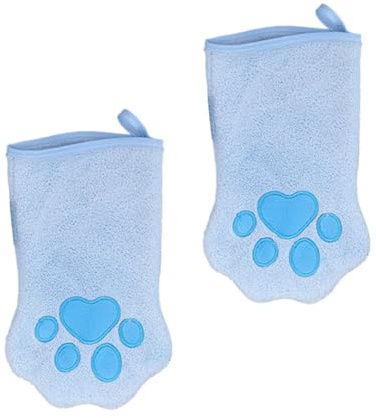 Guantes de aseo para gatos, 2 guantes de lavado para perros, toalla de baño utilizable por ambos lados con función de secado rápido para viajes, viajes y cuidado diario para mascotas de pelo corto