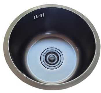 Lavabo Cuisine,Petit Evier Evier Cuisine Rond Noir,éVier de Cuisines 1 Bac,Mini éVier Inox pour Caravane Bar,FaçOns D'Installer Sur Le Plan et Sous Plan (Ø 25cm)