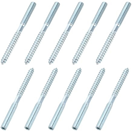 MECCANIXITY M8 Hanger Bolts, 3.94(100mm) Length Double Headed Hanger Bolts 0.31(8mm) Wood Dowel Screw Self-Tapping Threaded Rods Screw for Assembling Wood Furniture Joint, Pack of 10
