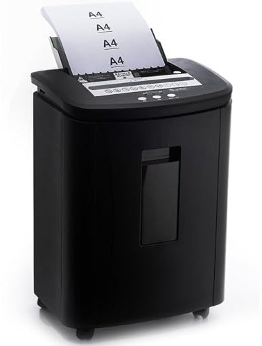Plurishinal Destructeur de Documents Professionnel: 150 Feuilles P-4 Micro-Coupe Broyeur de Papier Électrique 40 Min de Fonctionnement Silencieux pour Bureau/Maison/Médical/École/Télétravail