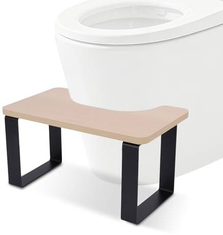 7 in trä pooping stool, bärbar potty squatty stool för användning med toalett, toalett potty stool med halkfri matta för vuxna och barn