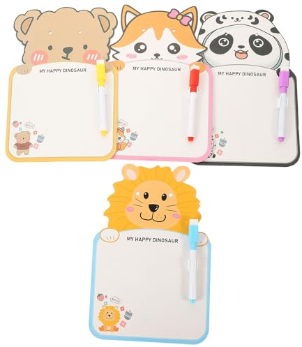 Healeved Lavagna Cancellabile per Bifacciale 4 Pezzi con Pennarelli a Secco Colorati Lavagnetta con Design Cartoni Animati per Disegno e Scrittura in Cameretta Scuola e Colore Casuale