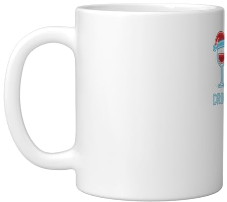 Drink Drank Drunk Funny Christmas Wine Mulled Wine Xmas Ceramic Mug, White
