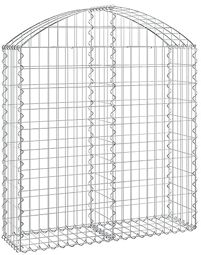 Mokuyary Gabion avec arche haute, 100 x 30 x 100/120 cm, en fer galvanisé, pour clôture à gabion, panier à pierres pour mur de gabion, brise-vue