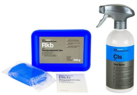 Koch Chemie Reinigungsknete blau mild 200 g & CLS Clay Spray Gleitspray 500 ml