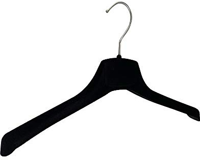 Kiroplast 10 perchas ES terciopelo antiESslizantes para abrigos, chaquetas, camisas, muletas, etc., 39 cm, color negro
