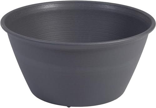 Iris Ohyama, Pot pour plantes Jardinière ronde avec système de drainage/réservation de l'eau pour le jardinage - Round Plant Pot 360, Gris