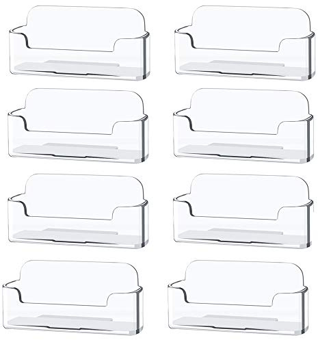 Qizpcer 8 Pack Plastic Business Card Holder - Clear Business Card Case for Desk - Office Acrylic Business Card Stand Display