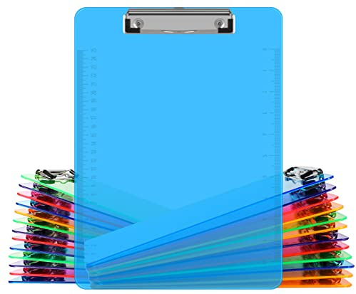 Clipboards, HERKKA 25 Pack Plastic Office Clipboards, Assorted Transparent Color Plastic Clip,Letter