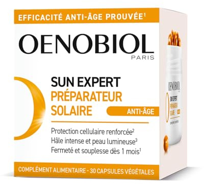 OENOBIOL SUN EXPERT Préparateur Solaire Anti-Âge - Efficacité Anti-Âge prouvée - Protection cellulaire renforcée - Favorise un hâle intense et éclatant - Complément Alimentaire 30 capsules - 1 mois