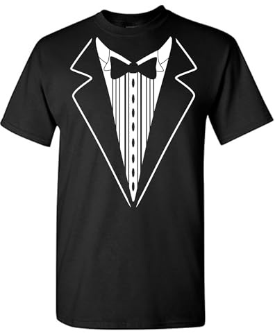 Tuxedo Shirt Funny Formal Costume Wedding Prom Party Graphic T-Shirt XL Black